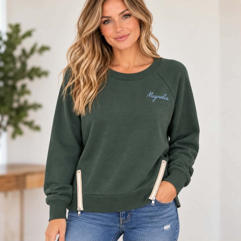 Magnolia Home Joanna Gaines XL Green Sweatshirt Athleisure Minimalist Cozy